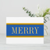 明るい白王室の青メリークリスマスストライプ シーズンカード (スタンド正面)