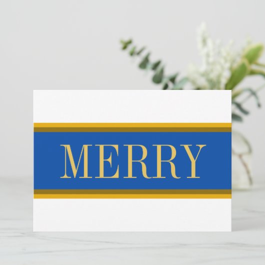 明るい白王室の青メリークリスマスストライプ シーズンカード (スタンド正面)