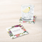 明るい白色イエロー赤面ブルゴーニュフローラ束 スクエアペーパーコースター (インサイチュ)