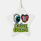 明るい目のハート私はカラーガードを愛する セラミックオーナメント (右)