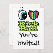明るい目のハート私はキックボールを愛 招待状 (正面/裏面)
