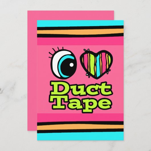 明るい目のハート私はダクトテープが大好き 招待状 (正面/裏面)