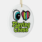明るい目のハート私はチェス遊を愛する セラミックオーナメント (右)
