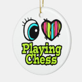 明るい目のハート私はチェス遊を愛する セラミックオーナメント (左)