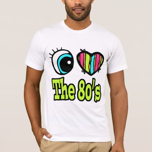 明るい目のハート80年代が大好き Tシャツ (正面)
