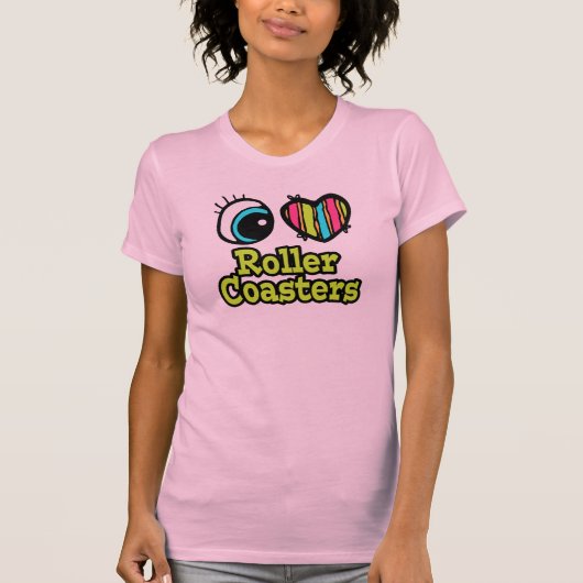 明るい目のハートI愛ローラーコースター Tシャツ (正面)