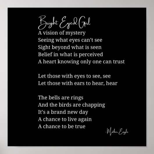 明るい目の女の子の感動的詩のウォールアートデコール ポスター (正面)