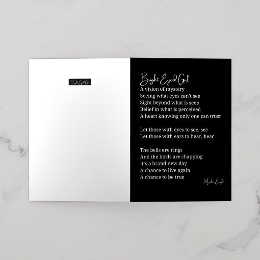 明るい目の女の子の感動的詩 箔グリーティングカード (外側レイダウン)