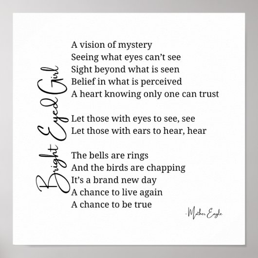 明るい目の女の子感動的詩ウォールアートデコール ポスター (正面)