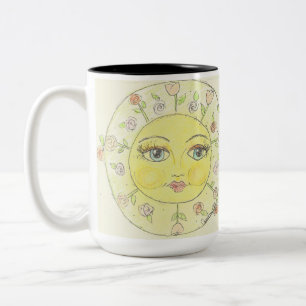 明るい目の小さな花の太陽2トーンのコーヒーマグ ツートーンマグカップ