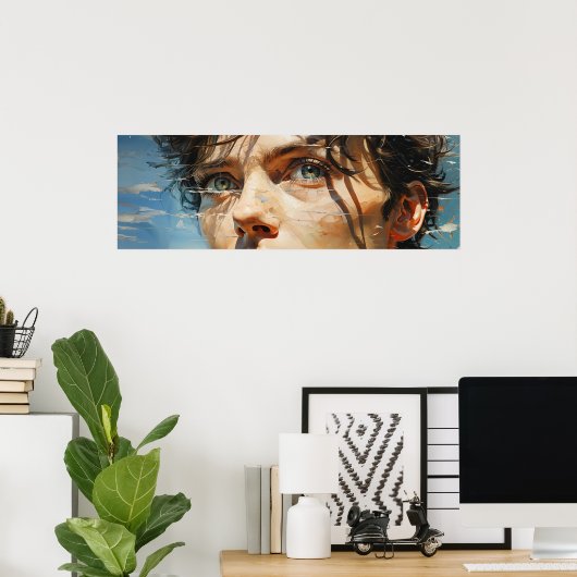 明るい目の幅絵画広 ポスター (ホームオフィス)