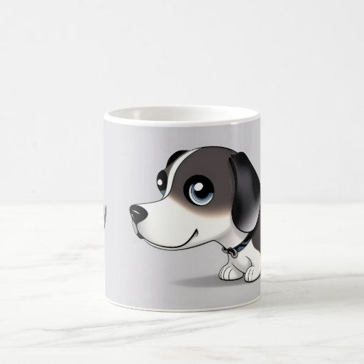 明るい目をした愛らしい漫画の子犬 コーヒーマグカップ (中央)