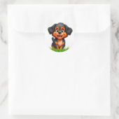 明るい目をした愛らしい漫画の子犬 ラウンドシール (バッグ)