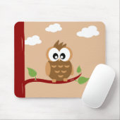 明るい目を持つ美しいフクロウ マウスパッド (マウス)