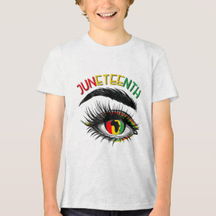 明るい目ジュネクチアイアフリカンアメリカン女性 トライブレンドTシャツ