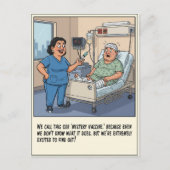 明るい看護師が怖がる患者に注射をして早く治るように願う ポストカード (正面)