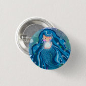 明るい真珠ボタンを持つ人魚 缶バッジ (正面&裏面)