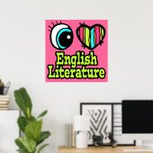 明るい眼のハート 私は英語文学が大好き ポスター (ホームオフィス)