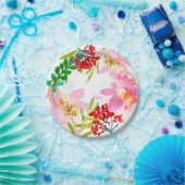 明るい着色された熱帯花のプレート ペーパープレート (パーティー)