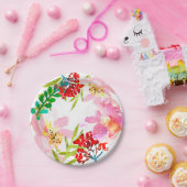 明るい着色された熱帯花のプレート ペーパープレート (パーティー)