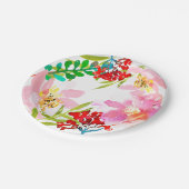 明るい着色された熱帯花のプレート ペーパープレート (アングル)