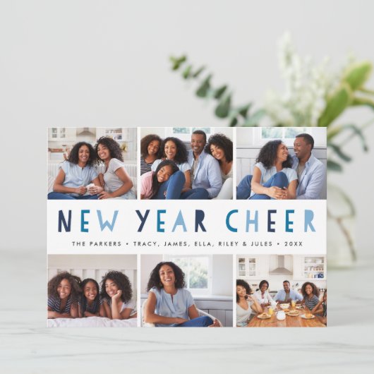 明るい知らせ|の新年の写真のコラージュカード シーズンカード (スタンド正面)