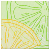 明るい石灰緑のレモン模様 ファブリック (クローズアップ)