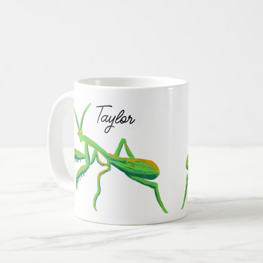 明るい祈グリーンのマンテパーソナライズされたィス コーヒーマグカップ (正面左)