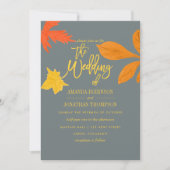 明るい秋のオレンジの秋の結婚式招待 招待状 (正面)