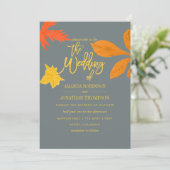 明るい秋のオレンジの秋の結婚式招待 招待状 (スタンド正面)