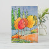 明るい秋の木の赤とオレンジの水色のHo シーズンカード (スタンド正面)