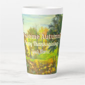 明るい秋の水色 カフェラテマグ (正面)