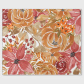 明るい秋の美しい花の柄 ラッピングペーパー (フラット)