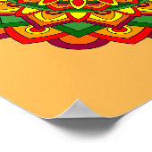 明るい秋の色のフローラ曼荼羅 ポスター (角)