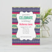 明るい種族のアステカなパターン誕生日の招待状 招待状 (スタンド正面)