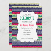 明るい種族のアステカなパターン誕生日の招待状 招待状 (正面/裏面)