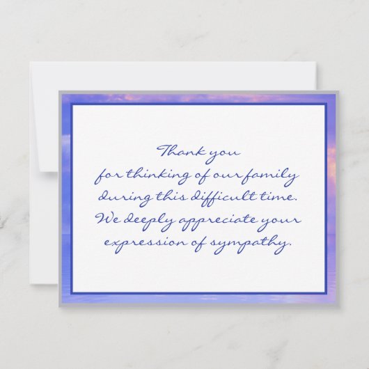 明るい空の穏やかな水死別ありがとう サンキューカード (裏面)