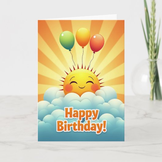 明るい空の誕生日カード カード (正面)