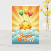 明るい空の誕生日カード カード (黄色い花)