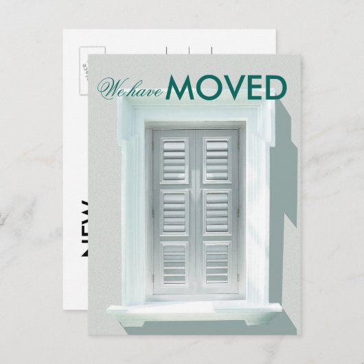 明るい窓のシャッター写真を移動 案内ポストカード (正面/裏面)