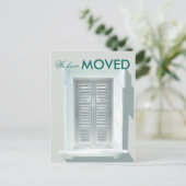 明るい窓のシャッター写真を移動 案内ポストカード (スタンド正面)