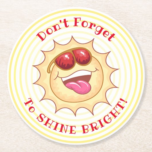 明るい笑顔の日差し ラウンドペーパーコースター (正面)