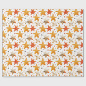 明るい笑顔の赤と黄色の星の子ども ラッピングペーパー (フラット)