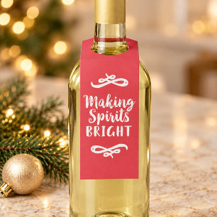 明るい精神 赤いクリスマス ワイン ボトルネックタグ