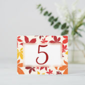 明るい紅葉結婚のテーブル番号 ポストカード (スタンド正面)