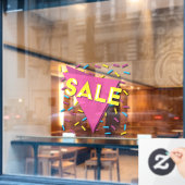 明るい紙吹雪販売ストアフロントの看板ウィンドウにしがみつく ウィンドウサイン