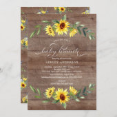 明るい素朴イエローサンフラワーベビーブランチ 招待状 (正面/裏面)