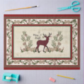 明るい素朴バッファローメリープレイドのクリスマスディアー 薄葉紙 (クラフト)