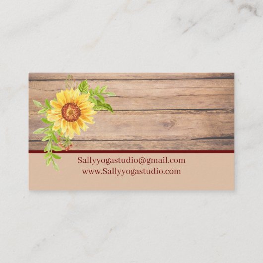 明るい素朴黄色のひまわり任意の名刺 名刺 (裏面)