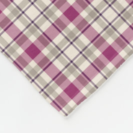 明るい紫と灰色の格子模様 フリースブランケット